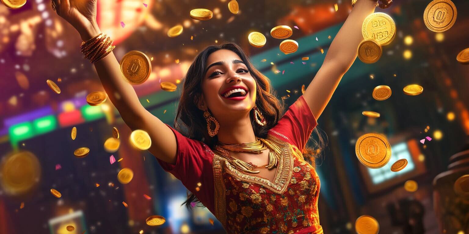 Bangladeshi woman celebrating J999 casino bonus winnings